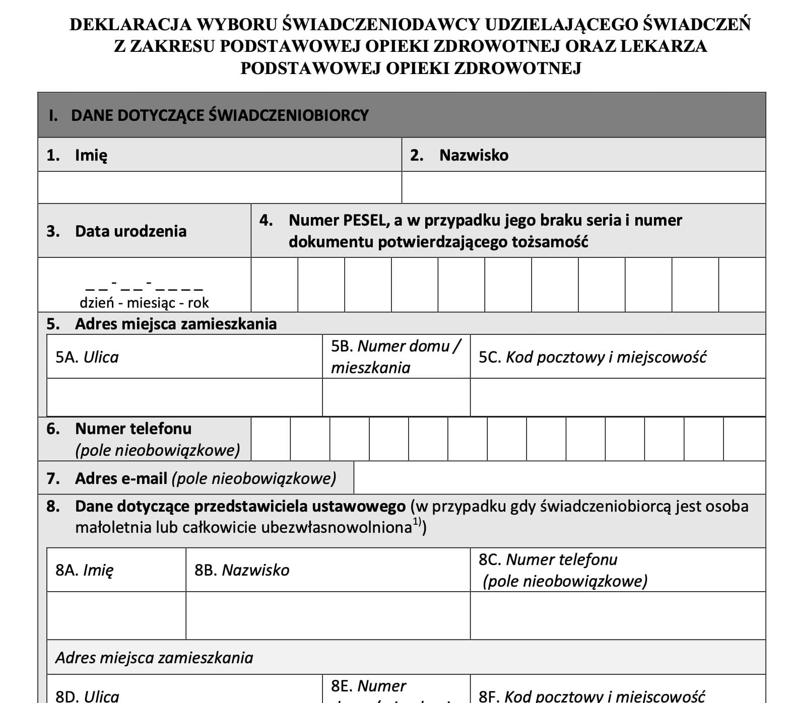 zdjęcie deklaracji wyboru lekarza